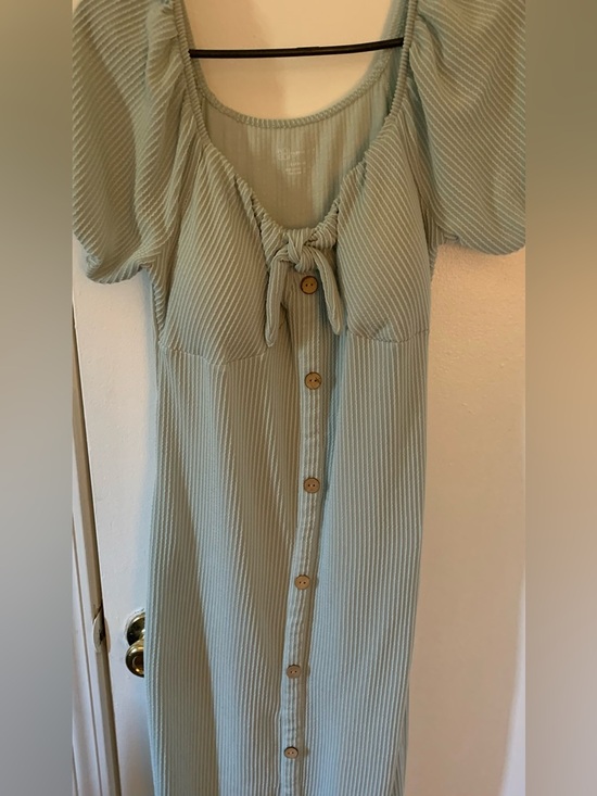 No Boundaries Dresses & Skirts - NWT No Boundaries Sage Green Button-Front Midi Dress with Neck Tie